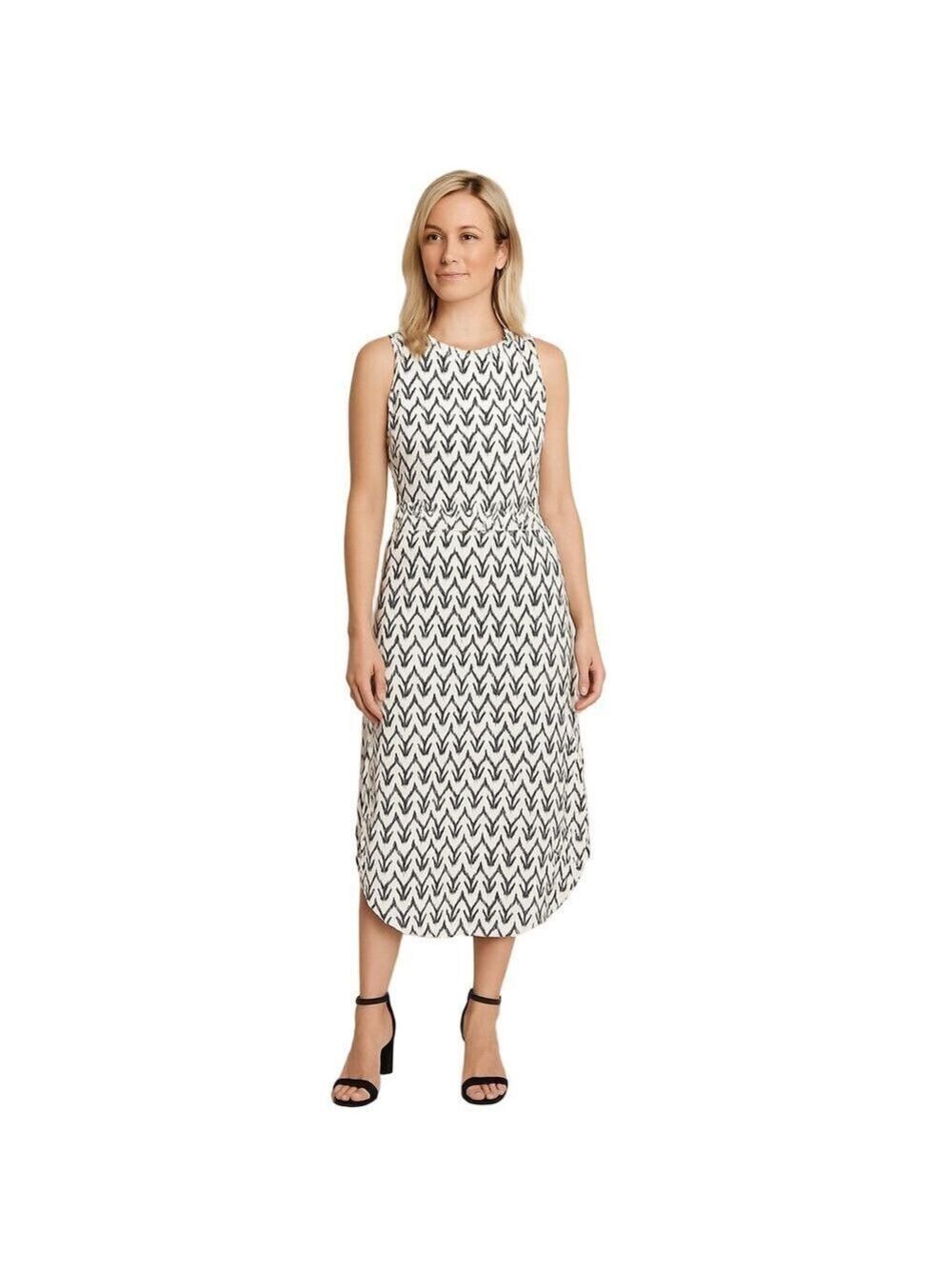 Banana Republic Black and White Ikat Patterned Dress Sz